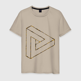 Мужская футболка хлопок с принтом 3D Треугольник в Санкт-Петербурге, 100% хлопок | прямой крой, круглый вырез горловины, длина до линии бедер, слегка спущенное плечо. | 3д рисунок | 3д треугольник | 3д фигуры | знаки | лето | фигуры