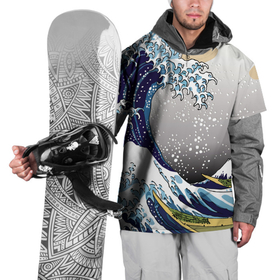 Накидка на куртку 3D с принтом The great wave off kanagawa в Екатеринбурге, 100% полиэстер |  | the great wave off kanagawa | большая волна | большая волна в канагаве | волна | гора | исккуство | канагава | картина | кацусика хокусай | молочный | серый | япония