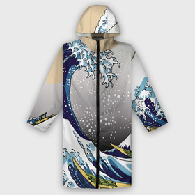Дождевик унисекс 3D с принтом The great wave off kanagawa в городе Новоалтайск,  |  | the great wave off kanagawa | большая волна | большая волна в канагаве | волна | гора | исккуство | канагава | картина | кацусика хокусай | молочный | серый | япония