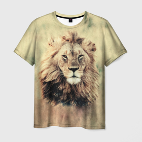 Мужская футболка 3D с принтом Lion King в Петрозаводске, 100% полиэфир | прямой крой, круглый вырез горловины, длина до линии бедер | animals | king | lion | африка | взгляд | голова | грива | дикие | животные | зверек | зверь | зодиак | клыки | король | кот | кошак | кошка | лапы | лев | лео | львенок | оскал | природа | саванна | симба | созвездие