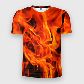 Мужская футболка 3D Slim с принтом Огонь в Тюмени, 100% полиэстер с улучшенными характеристиками | приталенный силуэт, круглая горловина, широкие плечи, сужается к линии бедра | Тематика изображения на принте: fire | в огне | взрыв | огненный | огонь | пожар | текстура