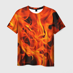 Мужская футболка 3D с принтом Огонь в Тюмени, 100% полиэфир | прямой крой, круглый вырез горловины, длина до линии бедер | Тематика изображения на принте: fire | в огне | взрыв | огненный | огонь | пожар | текстура