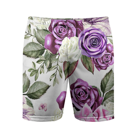 Мужские шорты спортивные с принтом Красивые розы в Санкт-Петербурге,  |  | белые розы | белый | необычные | розовый | розы | синие розы | синий | фиолетовые розы | фиолетовый | цветы
