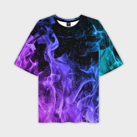 Мужская футболка oversize 3D с принтом Огонь неон в Петрозаводске,  |  | Тематика изображения на принте: абстракция | горит | неон | неоновый | огонь | пламя | пожар | синий | текстура | фиолетовый | яркий