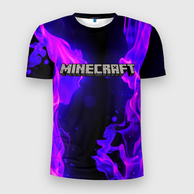 Мужская футболка 3D Slim с принтом Minecraft в Петрозаводске, 100% полиэстер с улучшенными характеристиками | приталенный силуэт, круглая горловина, широкие плечи, сужается к линии бедра | creeper | game | minecraft | блоки | игра | квадраты | компьютерная | крипер | майнкрафт | огонь