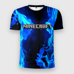 Мужская футболка 3D Slim с принтом Minecraft в Новосибирске, 100% полиэстер с улучшенными характеристиками | приталенный силуэт, круглая горловина, широкие плечи, сужается к линии бедра | creeper | game | minecraft | блоки | игра | квадраты | компьютерная | крипер | майнкрафт | огонь