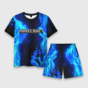 Мужской костюм с шортами 3D с принтом Minecraft ,  |  | creeper | game | minecraft | блоки | игра | квадраты | компьютерная | крипер | майнкрафт | огонь