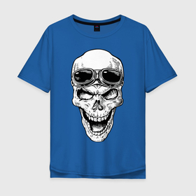 Мужская футболка хлопок Oversize с принтом Skull в Санкт-Петербурге, 100% хлопок | свободный крой, круглый ворот, “спинка” длиннее передней части | grin | jaw | orbits | skull | teeth | глазницы | зубы | оскал | очки | пасть | череп