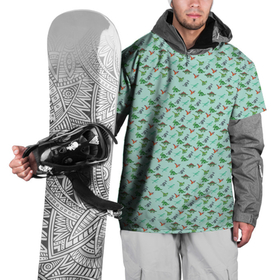 Накидка на куртку 3D с принтом dinosaurs green в Тюмени, 100% полиэстер |  | dinosaurs green | динозавр | пиксельный динозавр | пиксельный рисунок