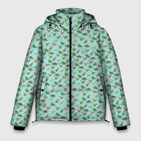Мужская зимняя куртка 3D с принтом dinosaurs green в Белгороде, верх — 100% полиэстер; подкладка — 100% полиэстер; утеплитель — 100% полиэстер | длина ниже бедра, свободный силуэт Оверсайз. Есть воротник-стойка, отстегивающийся капюшон и ветрозащитная планка. 

Боковые карманы с листочкой на кнопках и внутренний карман на молнии. | dinosaurs green | динозавр | пиксельный динозавр | пиксельный рисунок