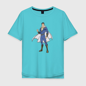 Мужская футболка хлопок Oversize с принтом Супер герой Фредди в Новосибирске, 100% хлопок | свободный крой, круглый ворот, “спинка” длиннее передней части | dc | freddy freeman | shazam | super hero freddy | vdsvar | warner bros. | билли бэтсон | супергерой | фредди фриман | шазам