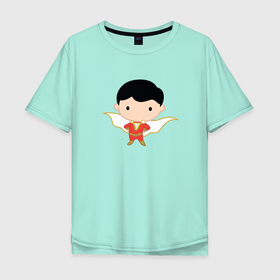 Мужская футболка хлопок Oversize с принтом Маленький Шазам в Новосибирске, 100% хлопок | свободный крой, круглый ворот, “спинка” длиннее передней части | dc | shazam | vdsvar | warner bros. | билли бэтсон | супергерой | шазам