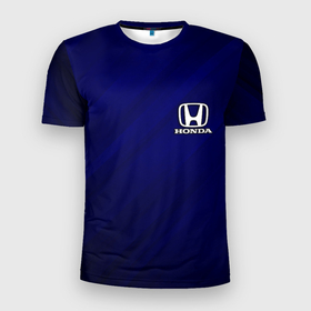 Мужская футболка 3D Slim с принтом Honda в Новосибирске, 100% полиэстер с улучшенными характеристиками | приталенный силуэт, круглая горловина, широкие плечи, сужается к линии бедра | honda | авто | автомобиль | логотип | марка | машина | надпись | текстура | хонда
