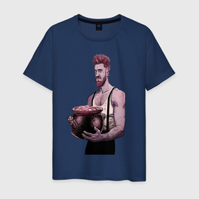 Мужская футболка хлопок с принтом Суинни в Курске, 100% хлопок | прямой крой, круглый вырез горловины, длина до линии бедер, слегка спущенное плечо. | американские боги | борода | деньги | кувшин | суинни