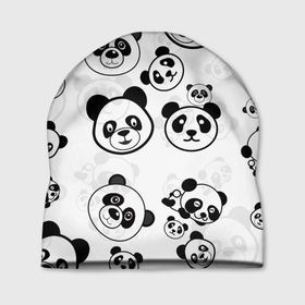 Шапка 3D с принтом Панды в Кировске, 100% полиэстер | универсальный размер, печать по всей поверхности изделия | арт | животное | животные | зверь | картинка | коала | медведь | мишка | настроение | пальма | панда | панды | рисунок | текстура