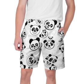Мужские шорты 3D с принтом Панды в Кировске,  полиэстер 100% | прямой крой, два кармана без застежек по бокам. Мягкая трикотажная резинка на поясе, внутри которой широкие завязки. Длина чуть выше колен | арт | животное | животные | зверь | картинка | коала | медведь | мишка | настроение | пальма | панда | панды | рисунок | текстура