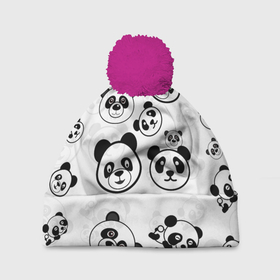 Шапка 3D c помпоном с принтом Панды , 100% полиэстер | универсальный размер, печать по всей поверхности изделия | арт | животное | животные | зверь | картинка | коала | медведь | мишка | настроение | пальма | панда | панды | рисунок | текстура