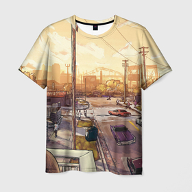 Мужская футболка 3D с принтом GTA San Andreas в Белгороде, 100% полиэфир | прямой крой, круглый вырез горловины, длина до линии бедер | gta | gta sa | gta san andreas | арт gta | гта са | район sj | сан андреас