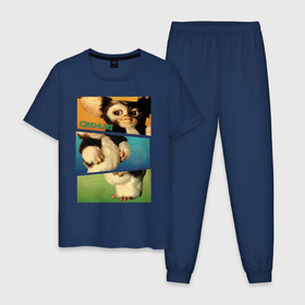 Мужская пижама хлопок с принтом Собери героя в Тюмени, 100% хлопок | брюки и футболка прямого кроя, без карманов, на брюках мягкая резинка на поясе и по низу штанин
 | gizmo | gremlins | magwai | vdzajul | гизмо | гремлины | магвай