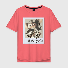 Мужская футболка хлопок Oversize с принтом Gizmo в Белгороде, 100% хлопок | свободный крой, круглый ворот, “спинка” длиннее передней части | gizmo | gremlins | mogwai | vdzajul | гизмо | гремлины | магвай