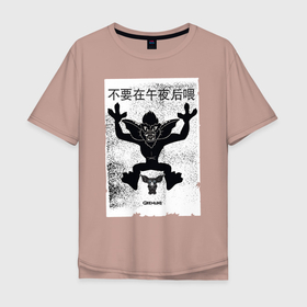 Мужская футболка хлопок Oversize с принтом Gremlins в Петрозаводске, 100% хлопок | свободный крой, круглый ворот, “спинка” длиннее передней части | gizmo | gremlins | mogwai | vdzajul | гизмо | гремлины | магвай