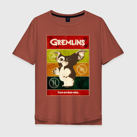 Мужская футболка хлопок Oversize с принтом Gremlins в Тюмени, 100% хлопок | свободный крой, круглый ворот, “спинка” длиннее передней части | gizmo | gremlins | mogwai | vdzajul | гизмо | гремлины | магвай
