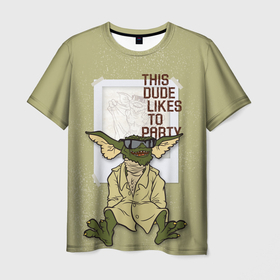 Мужская футболка 3D с принтом THIS DUDE LIKES TO PARTY в Новосибирске, 100% полиэфир | прямой крой, круглый вырез горловины, длина до линии бедер | gizmo | gremlins | magwai | vdzajul | гизмо | гремлины | магвай