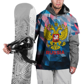 Накидка на куртку 3D с принтом RUSSIA в Санкт-Петербурге, 100% полиэстер |  | russia | russia sport | народный | народный стиль | отечество | патриот | роспись | россия | россия спорт | русский | спорт | триколор | узоры | флаг | я русский