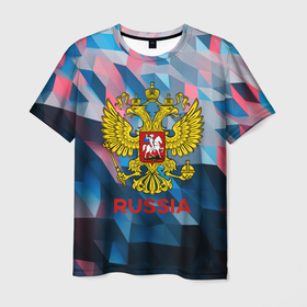 Мужская футболка 3D с принтом RUSSIA , 100% полиэфир | прямой крой, круглый вырез горловины, длина до линии бедер | russia | russia sport | народный | народный стиль | отечество | патриот | роспись | россия | россия спорт | русский | спорт | триколор | узоры | флаг | я русский