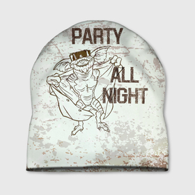 Шапка 3D с принтом Party all night в Тюмени, 100% полиэстер | универсальный размер, печать по всей поверхности изделия | gizmo | gremlins | mogwai | vdzajul | гизмо | гремлины | магвай