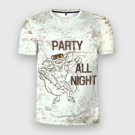 Мужская футболка 3D спортивная с принтом Party all night , 100% полиэстер с улучшенными характеристиками | приталенный силуэт, круглая горловина, широкие плечи, сужается к линии бедра | Тематика изображения на принте: gizmo | gremlins | mogwai | vdzajul | гизмо | гремлины | магвай