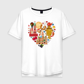 Мужская футболка хлопок Oversize с принтом LOVE RUSSIA в Петрозаводске, 100% хлопок | свободный крой, круглый ворот, “спинка” длиннее передней части | love russia