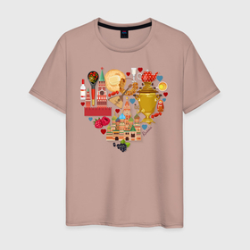 Мужская футболка хлопок с принтом LOVE RUSSIA в Санкт-Петербурге, 100% хлопок | прямой крой, круглый вырез горловины, длина до линии бедер, слегка спущенное плечо. | love russia