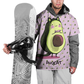 Накидка на куртку 3D с принтом Авокадо Кот в Тюмени, 100% полиэстер |  | Тематика изображения на принте: авокадо | авокадо фон | авокот | авокотик | арт авокадо | кот | котик