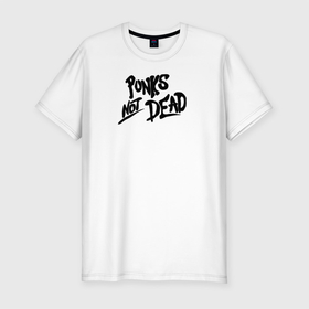 Мужская футболка хлопок Slim с принтом Punks not dead , 92% хлопок, 8% лайкра | приталенный силуэт, круглый вырез ворота, длина до линии бедра, короткий рукав | minimalism | punk | punks not dead | rock | white | анархия | минимализм | панк | панки | панки живы | рок