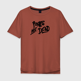 Мужская футболка хлопок Oversize с принтом Punks not dead в Курске, 100% хлопок | свободный крой, круглый ворот, “спинка” длиннее передней части | minimalism | punk | punks not dead | rock | white | анархия | минимализм | панк | панки | панки живы | рок