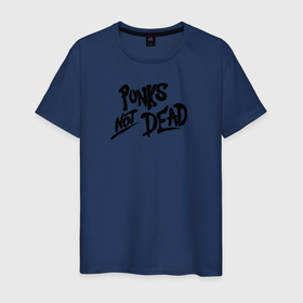 Мужская футболка хлопок с принтом Punks not dead в Петрозаводске, 100% хлопок | прямой крой, круглый вырез горловины, длина до линии бедер, слегка спущенное плечо. | minimalism | punk | punks not dead | rock | white | анархия | минимализм | панк | панки | панки живы | рок