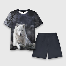 Мужской костюм с шортами 3D с принтом БЕЛЫЙ ВОЛК(D) в Курске,  |  | wolf | волк | волки | волчица | животные | одинокий волк