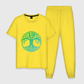 Мужская пижама хлопок с принтом Древо в Тюмени, 100% хлопок | брюки и футболка прямого кроя, без карманов, на брюках мягкая резинка на поясе и по низу штанин
 | гармония | дерево | жизнь | кельты | природа | экология