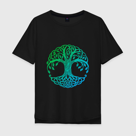 Мужская футболка хлопок Oversize с принтом Древо , 100% хлопок | свободный крой, круглый ворот, “спинка” длиннее передней части | Тематика изображения на принте: гармония | дерево | жизнь | кельты | природа | экология