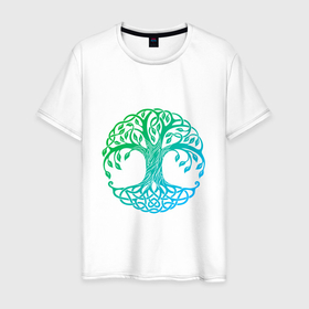 Мужская футболка хлопок с принтом Древо в Петрозаводске, 100% хлопок | прямой крой, круглый вырез горловины, длина до линии бедер, слегка спущенное плечо. | гармония | дерево | жизнь | кельты | природа | экология