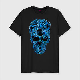 Мужская футболка премиум с принтом Illusion в Тюмени, 92% хлопок, 8% лайкра | приталенный силуэт, круглый вырез ворота, длина до линии бедра, короткий рукав | black | llusion | orbits | skull | глазницы | иллюзия | череп | черный
