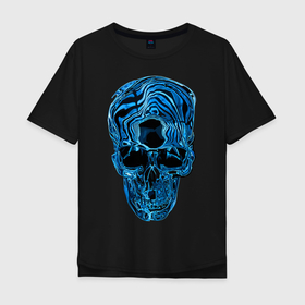 Мужская футболка хлопок Oversize с принтом Illusion в Тюмени, 100% хлопок | свободный крой, круглый ворот, “спинка” длиннее передней части | black | llusion | orbits | skull | глазницы | иллюзия | череп | черный