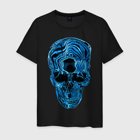 Мужская футболка хлопок с принтом Illusion в Кировске, 100% хлопок | прямой крой, круглый вырез горловины, длина до линии бедер, слегка спущенное плечо. | black | llusion | orbits | skull | глазницы | иллюзия | череп | черный