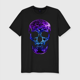 Мужская футболка премиум с принтом Illusion в Тюмени, 92% хлопок, 8% лайкра | приталенный силуэт, круглый вырез ворота, длина до линии бедра, короткий рукав | black | llusion | orbits | skull | глазницы | иллюзия | череп | черный