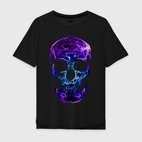Мужская футболка хлопок Oversize с принтом Illusion в Белгороде, 100% хлопок | свободный крой, круглый ворот, “спинка” длиннее передней части | black | llusion | orbits | skull | глазницы | иллюзия | череп | черный