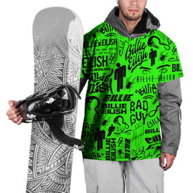 Накидка на куртку 3D с принтом BILLIE EILISH | БИЛЛИ АЙЛИШ LOGOBOMBING в Санкт-Петербурге, 100% полиэстер |  | Тематика изображения на принте: be | billie | billie eilish | blohsh | ghoul | logobombing | билли | билли айлиш | биляш | логобомбинг