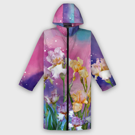 Дождевик унисекс 3D с принтом Сказочные Ирисы в городе Новоалтайск,  |  | pink | summer | бабочки | бутоны | ветки | женщинам | звезды | ирисы | лепестки | летний | лето | листья | любовь | март | небо | облака | подарок | поляна | природа | радуга | растения | сад | тропика | цветение