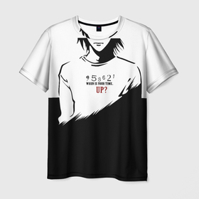Мужская футболка 3D с принтом Тетрадь смерти в Кировске, 100% полиэфир | прямой крой, круглый вырез горловины, длина до линии бедер | аниме | лайт ягами | рюк | тетрадь | школьник