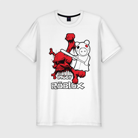 Мужская футболка премиум с принтом Свинка Пигги из Roblox в Тюмени, 92% хлопок, 8% лайкра | приталенный силуэт, круглый вырез ворота, длина до линии бедра, короткий рукав | pig | piggi | roblox | svinka | игра | пигги